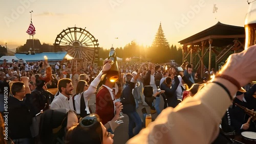 Wallpaper Mural Large Crowd Gathering at Evening Carnival With Ferris Wheel Torontodigital.ca