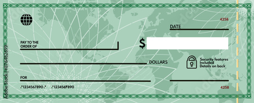 blank check with free space for writing. blank check - vector illustration	