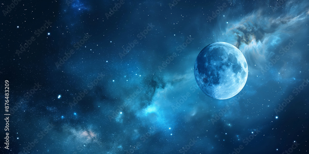Enchanted Full Moon in Starry Night Sky with Clouds Cosmic Serenity Concept Enchanted Full Moon in Starry Night Sky with Clouds Cosmic Serenity Concept