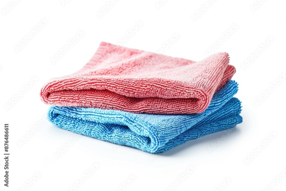 Three towels stacked on top of each other, clean and folded Three towels stacked on top of each other, clean and folded