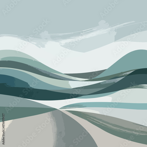 Abstract minimalist landscape linart background photo