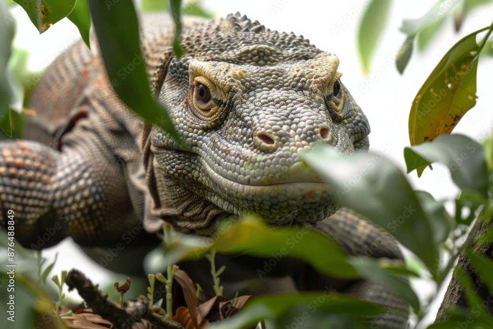 A komodo dragon lurks in the shadows, waiting to pounce on its unsuspecting prey. The dense undergrowth provides the perfect camouflage for the stealthy predator. A komodo dragon lurks in the shadows, waiting to pounce on its unsuspecting prey. The dense undergrowth provides the perfect camouflage for the stealthy predator.