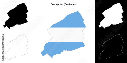 Concepcion department (Corrientes) outline map set