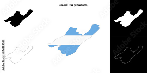 General Paz department (Corrientes) outline map set