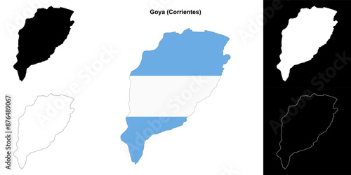 Goya department (Corrientes) outline map set