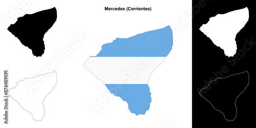 Mercedes department (Corrientes) outline map set