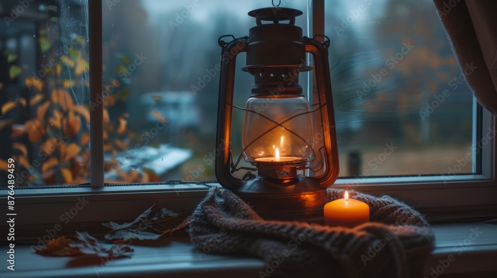 Lantern. Outdoor environment. Beautiful landscape. Autumn background Lantern. Outdoor environment. Beautiful landscape. Autumn background