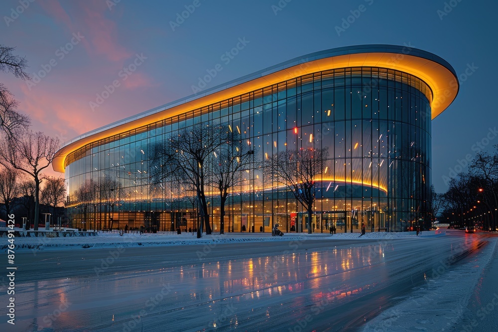 Obraz premium Glass Palace at Twilight. Generative AI