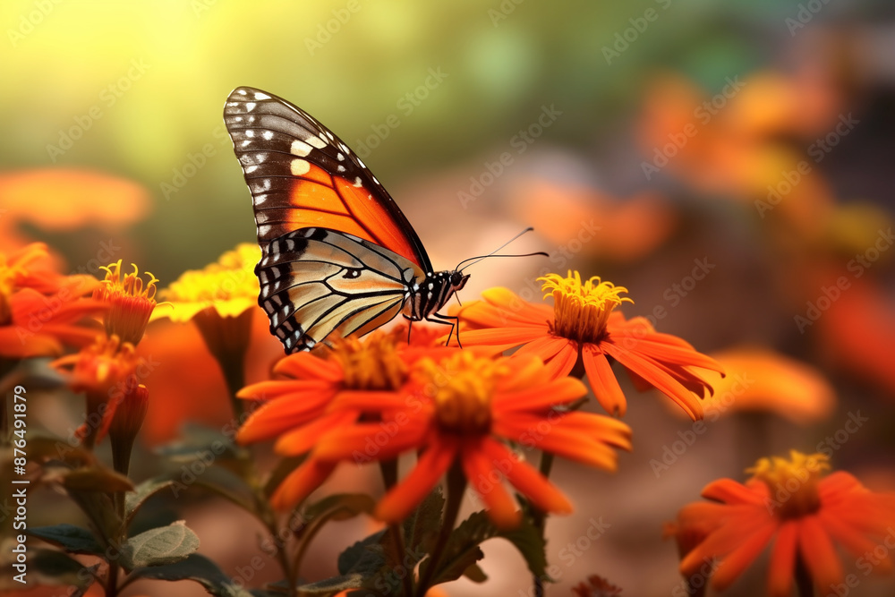 Butterfly on a Gerbera flower petals Butterfly on a Gerbera flower petals
