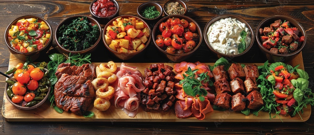 Fototapeta premium Festive Food Board Feast. Generative AI