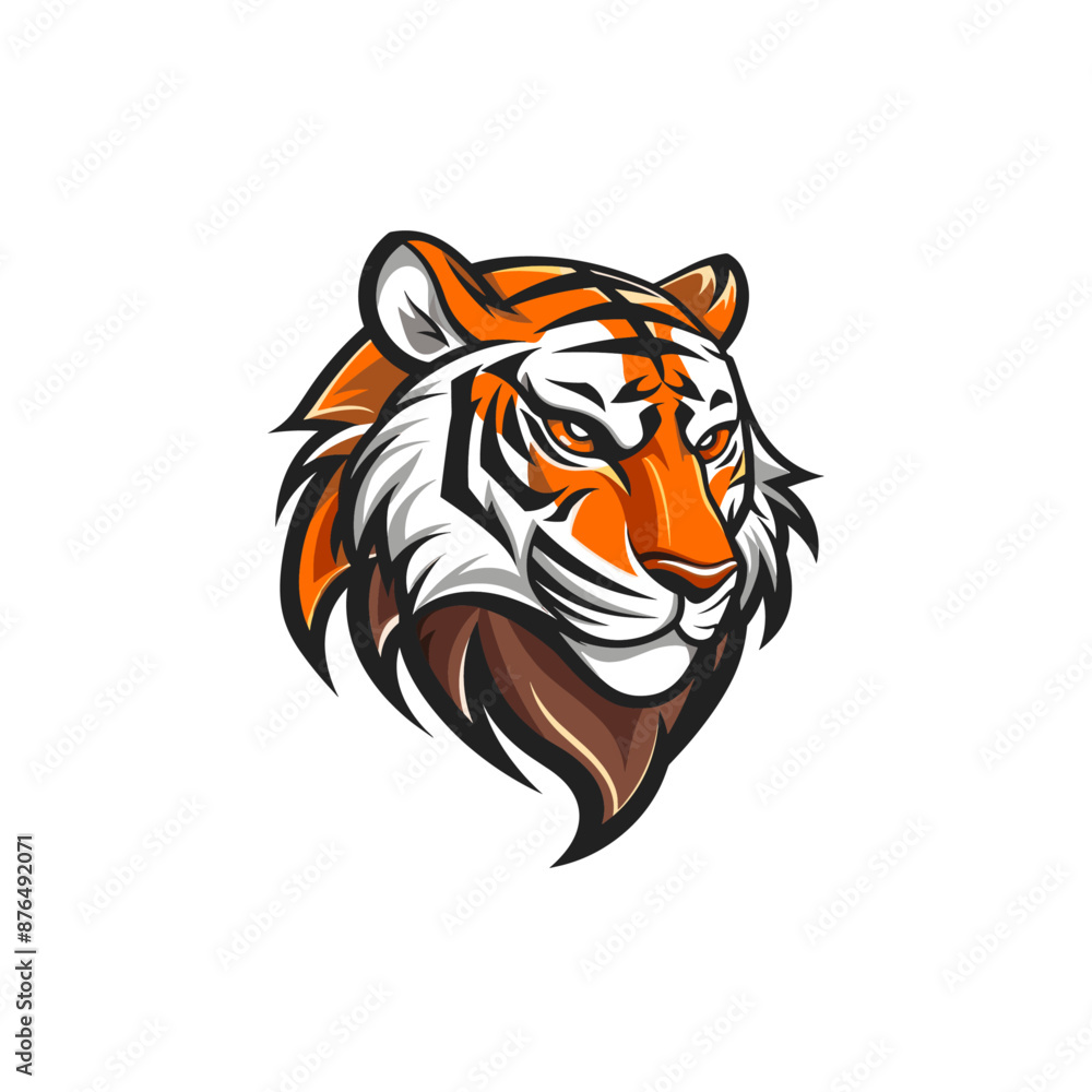 Tiger mascot logo flat vector design Tiger mascot logo flat vector design