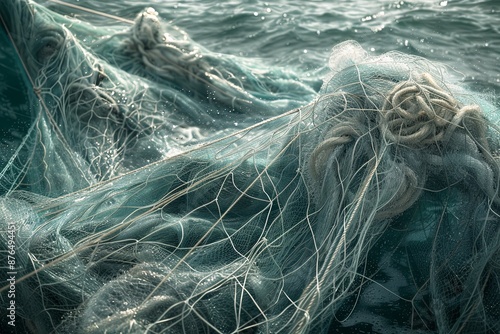 Fishing Nets Drifting in the Ocean on a Sunny Day photo