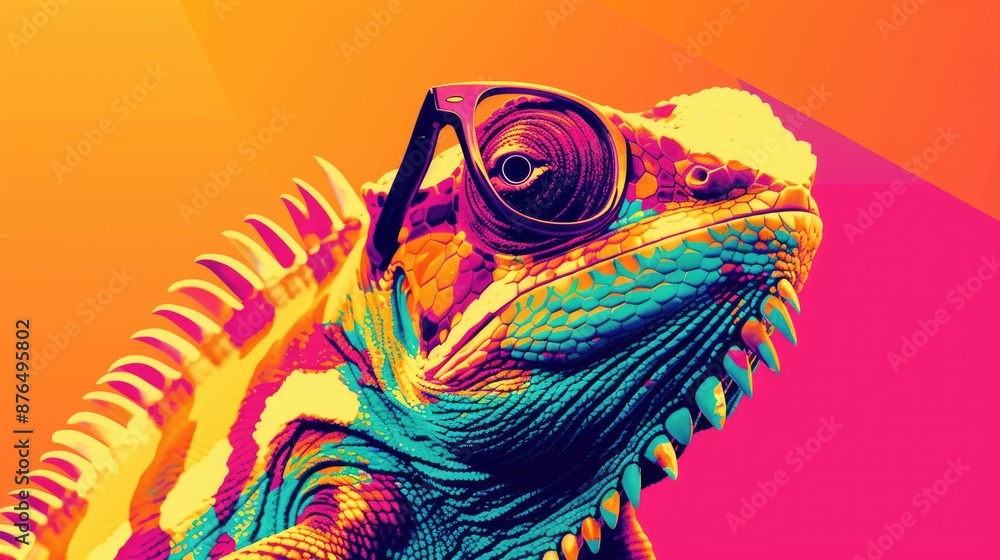 Obraz premium chameleon orange background