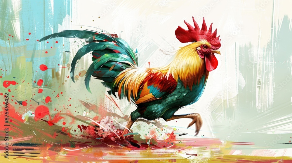Fototapeta premium rooster in the garden