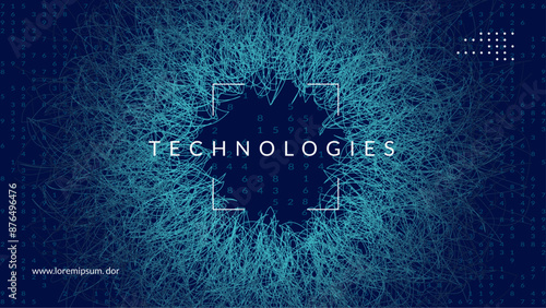 Tech Background. Concept: intelligent computer research. Cloud of dots for software automation. 3D patterns of information particles. Big Data Background.