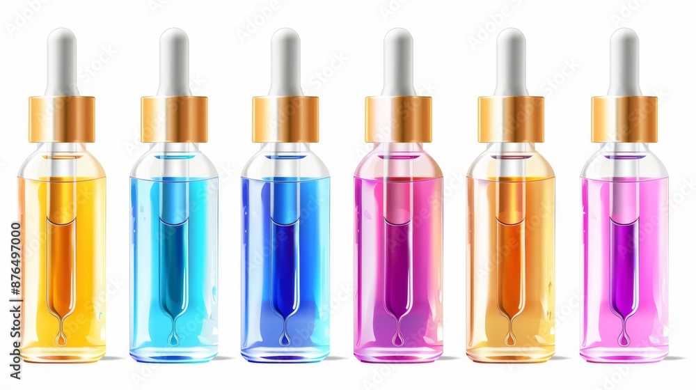 a of hair treatment ampoules, beauty product, flat design, rich colors, isolated on white background a of hair treatment ampoules, beauty product, flat design, rich colors, isolated on white background