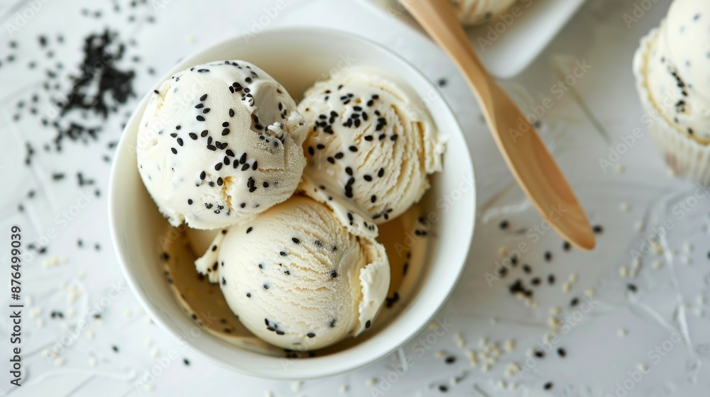 Vanilla Ice Cream with Black Sesame Seeds Vanilla Ice Cream with Black Sesame Seeds