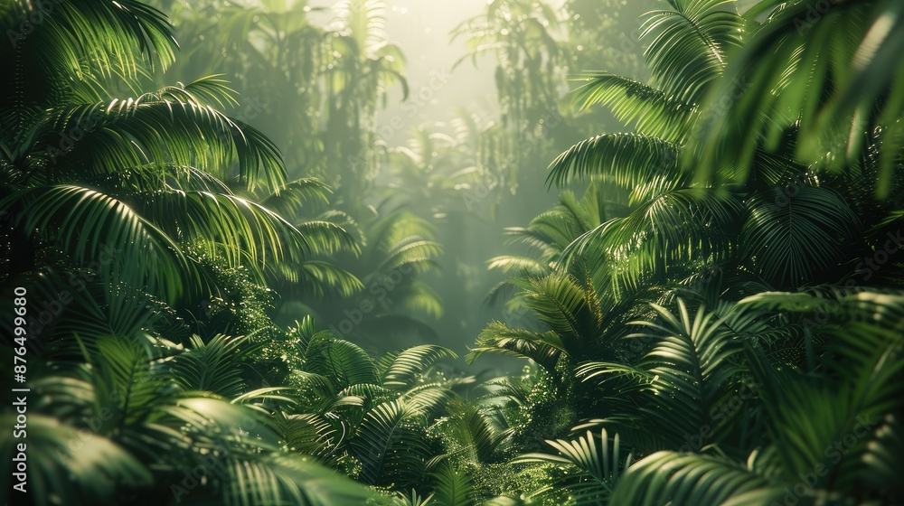 Cool tone, a lush green rainforest. Generative AI. Cool tone, a lush green rainforest. Generative AI.