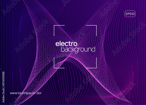 Techno Magazine. Violet Fest Design. Electronic Audio Invitation. Concert Vector. Green Dance Event. Dj Banner. Party Festival Graphic. Pink Techno Magazine