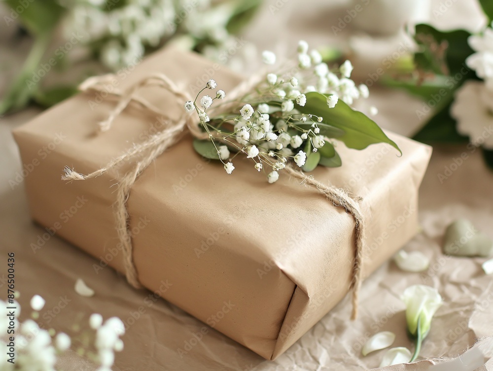wedding gift wrapped in eco paper papckaging and flower decoration wedding gift wrapped in eco paper papckaging and flower decoration
