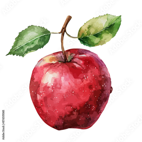 Watercolor drawing clipart of a red apple, isolated on a white background, Illustration painting, apple vector, drawing, design art, clipart image, Graphic logo photo