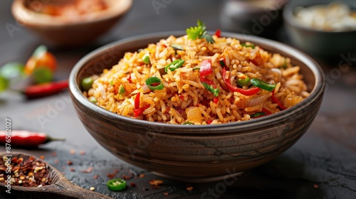Delicious Indonesian fried rice food menu in a bowl