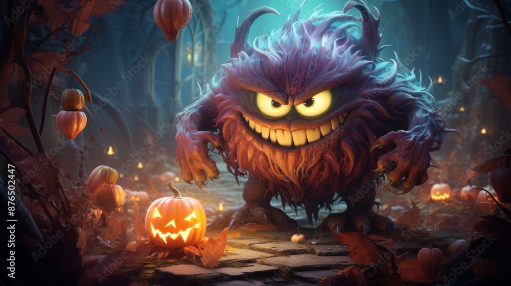 Halloween background with scary monster Halloween background with scary monster