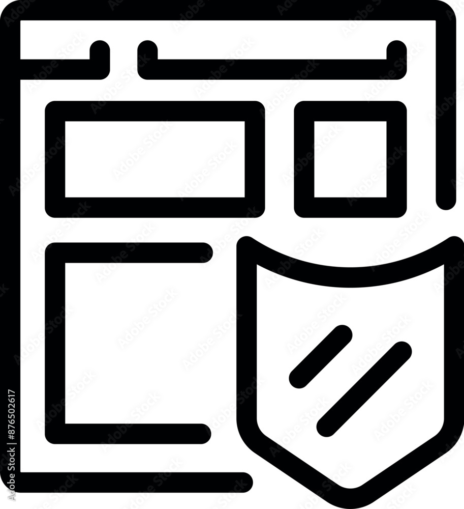 Shield icon overlayed on a website layout representing online security and data protection Shield icon overlayed on a website layout representing online security and data protection