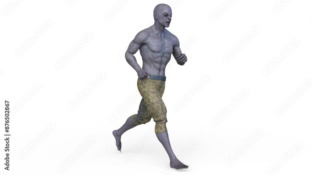 走る男性エイリアン 3DCGレンダリング 走る男性エイリアン 3DCGレンダリング
