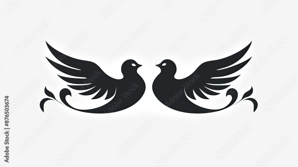 Obraz premium 2 black vector style doves 