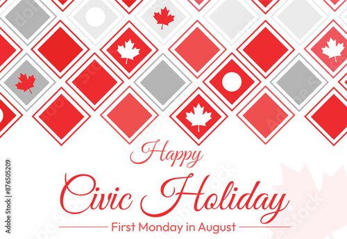 Happy Civic Holiday Editable shapes Vector with leaf design and typography. First Monday in August is celebrated as civic holiday in Canada, background