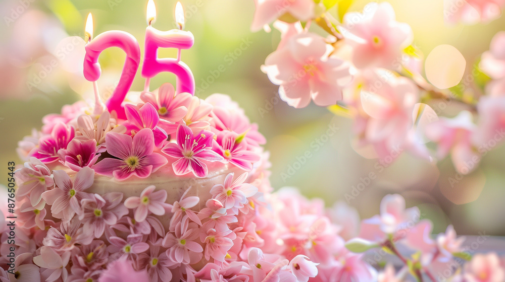 Fototapeta premium beautiful cake with 25 candles
