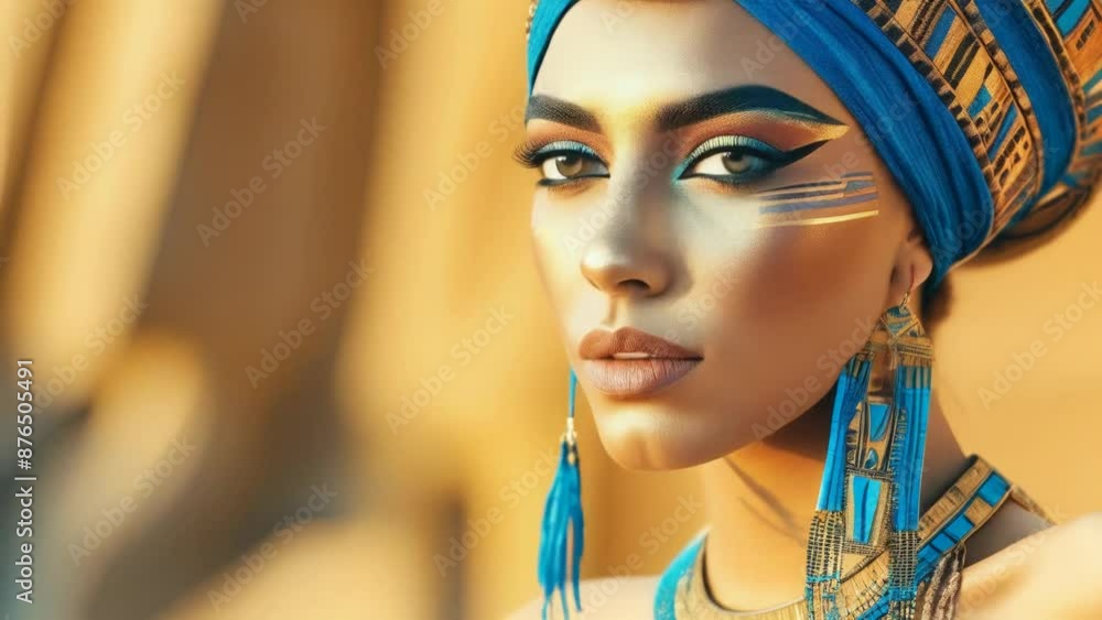 Portrait of a beautiful woman in traditional Egyptian clothing in an ancient Egyptian temple. Portrait of a beautiful woman in traditional Egyptian clothing in an ancient Egyptian temple.