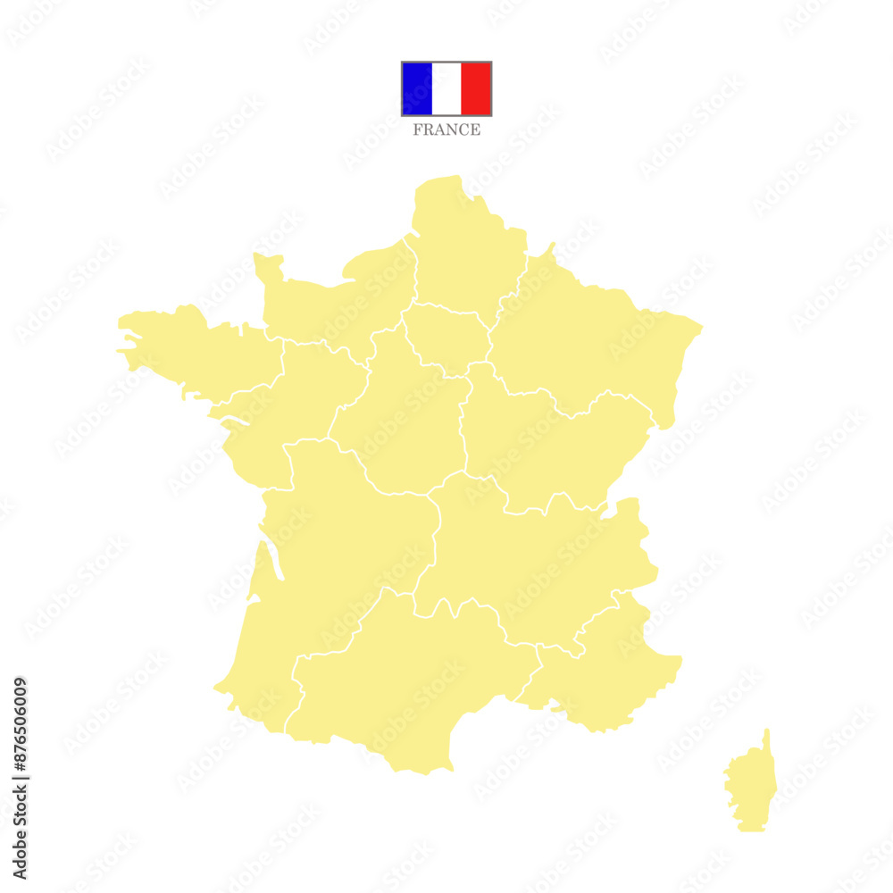 Obraz premium Silhouette and colored (creamy) france map