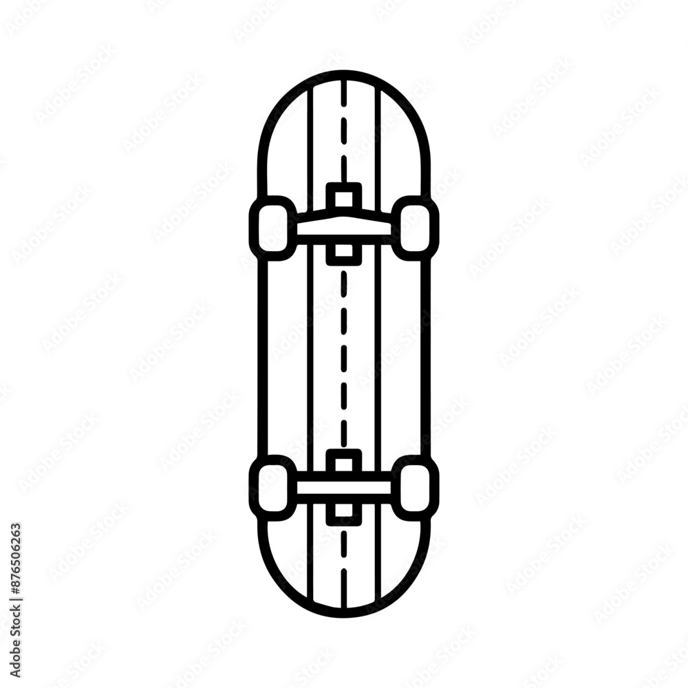 Skateboard icon or modern line symbol. Vector line art and icon design with bold outline. Black and white Pixel Perfect minimalistic symbol isolated white background. Silhouette simple thin sign Skateboard icon or modern line symbol. Vector line art and icon design with bold outline. Black and white Pixel Perfect minimalistic symbol isolated white background. Silhouette simple thin sign