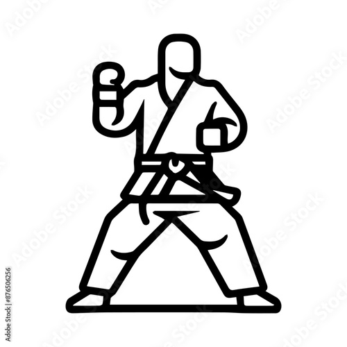 Karate icon or modern line symbol. Vector line art and icon design with bold outline. Black and white Pixel Perfect minimalistic symbol isolated white background. Silhouette simple thin sign