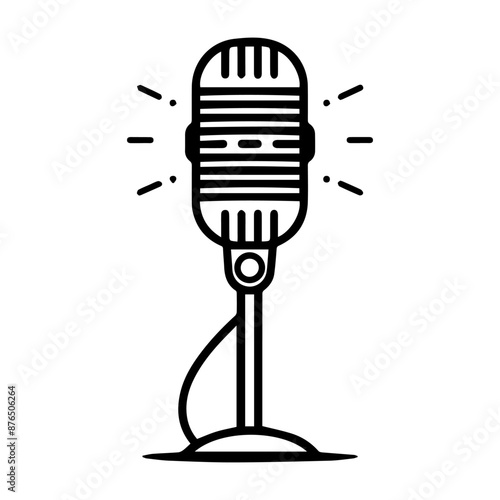 Microphone icon or modern line symbol. Vector line art and icon design with bold outline. Black and white Pixel Perfect minimalistic symbol isolated white background. Silhouette simple thin sign