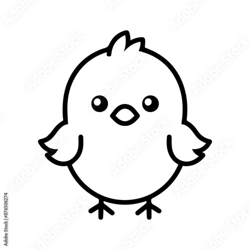Chick icon or modern line symbol. Vector line art and icon design with bold outline. Black and white Pixel Perfect minimalistic symbol isolated white background. Silhouette simple thin sign