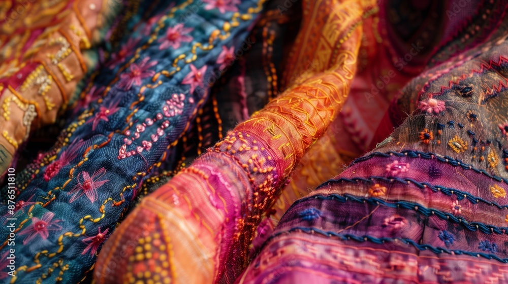 A close-up of bandhani fabric showcases intricate patterns and vibrant colors, highlighting its rich heritage. A close-up of bandhani fabric showcases intricate patterns and vibrant colors, highlighting its rich heritage.