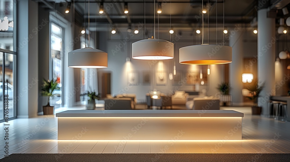 A lamp showroom, high-end, luxury.hanging lamp, wall lamp, floor lamp, ceiling lamp. clean background trending, indoor. modern studio lighting. Generative AI. A lamp showroom, high-end, luxury.hanging lamp, wall lamp, floor lamp, ceiling lamp. clean background trending, indoor. modern studio lighting. Generative AI.