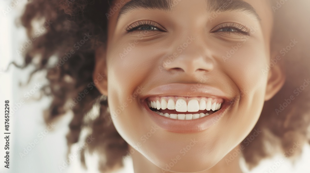 Close up portrait of a beautiful young woman with a radiant smile on her face, showcasing flawless skin and bright eyes. Close up portrait of a beautiful young woman with a radiant smile on her face, showcasing flawless skin and bright eyes.
