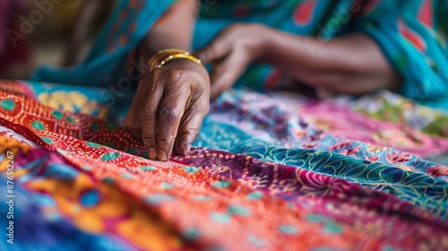 Bandhani artisans craft stunning patterns with skill, transforming fabric into unique, vibrant works of art.