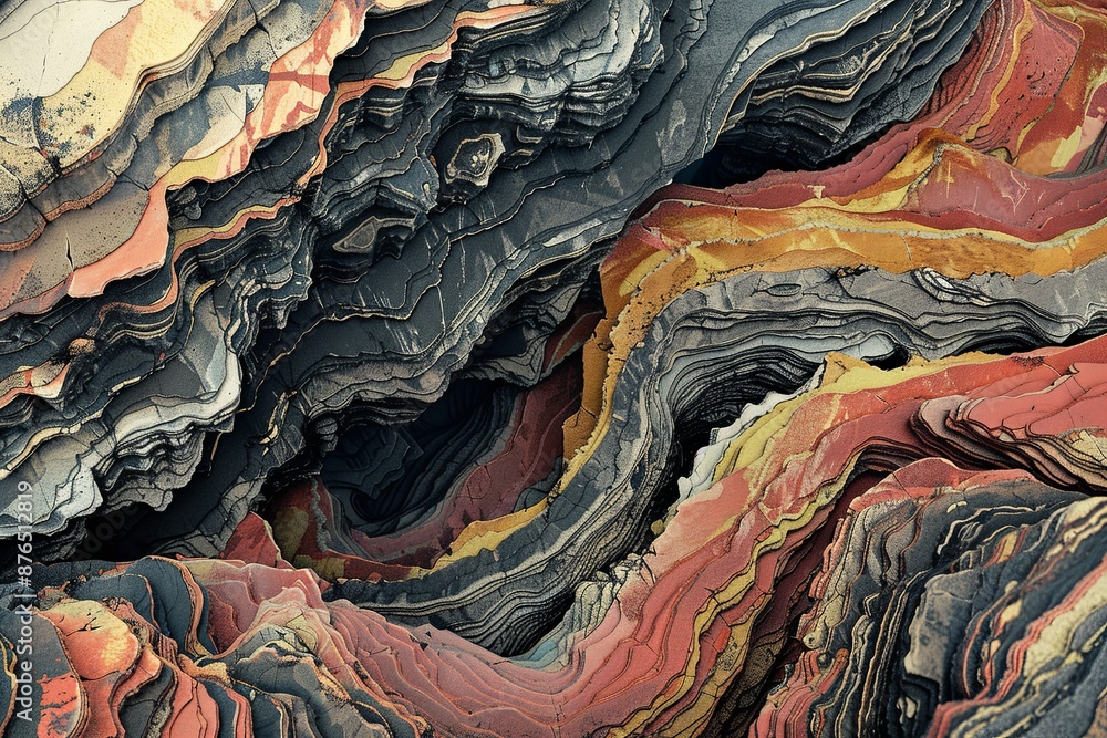 Obraz premium Close-Up View of Colorful Rock Formations in an Abandoned Mine