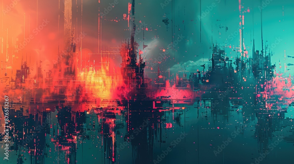 Naklejka premium Dynamic Data Collision in Abstract Digital Artwork