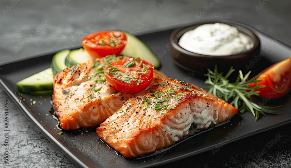 Grilled Salmon with Cucumber and Tomato Grilled Salmon with Cucumber and Tomato