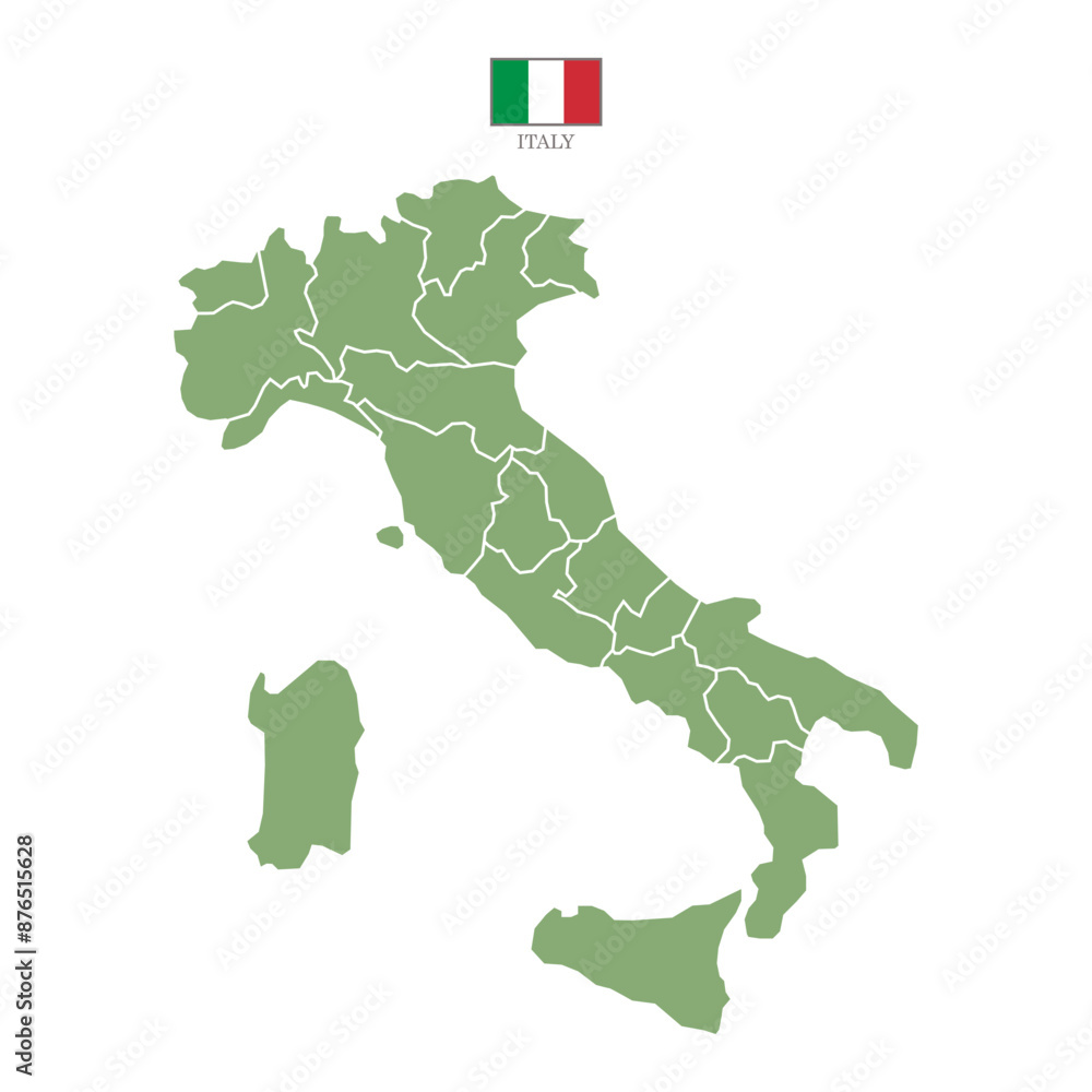 Silhouette and colored (green) italy map Silhouette and colored (green) italy map