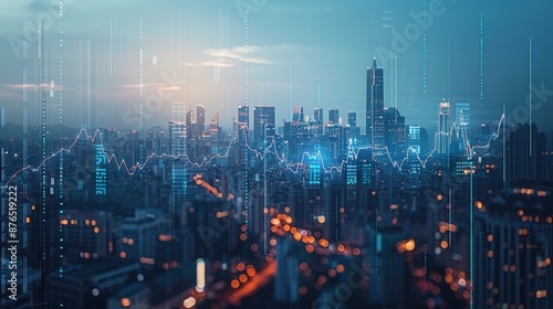 Wallpaper Mural Technological Transformation of Global Finance: Futuristic City Skyline with Digital Financial Data Overlay Torontodigital.ca