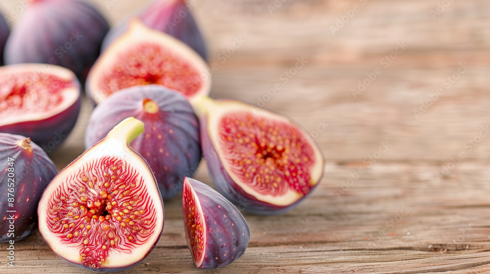 Fresh Ripe Figs on Wooden Table. Fig Fruits Close Up Fresh Ripe Figs on Wooden Table. Fig Fruits Close Up