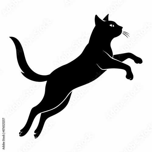 Silhouette of Jumping Cat in Vector