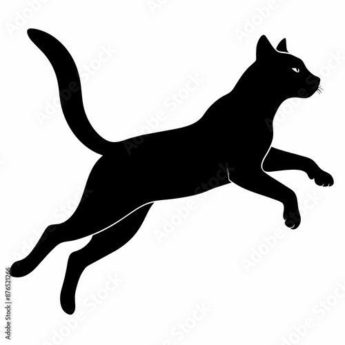 Silhouette of Jumping Cat in Vector